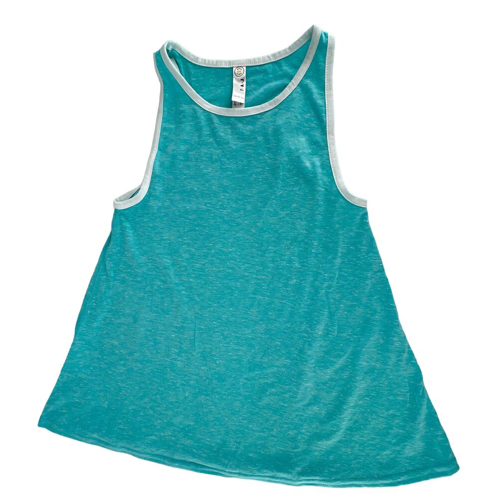 LAT Girls Caribbean Melange Racerback Tank Youth Medium White Trim